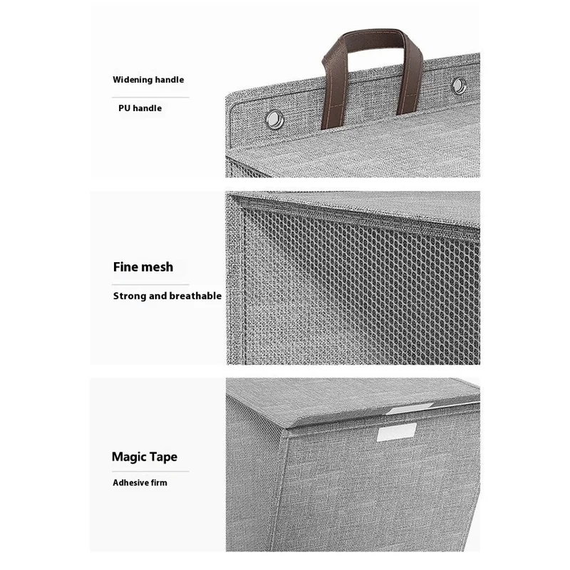 58 x 15 x 41cm Foldable Laundry Bag Large Capacity Hanging Dirty Clothes Basket Multi-Function Storage Organizer - Grey