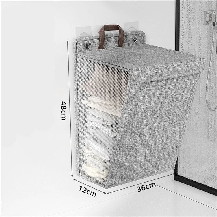 Foldable Laundry Hamper Large Capacity Storage Basket Wall Hanging Multifunctional Organizer For Clothes  /  Toys  /  Bedding - Grey