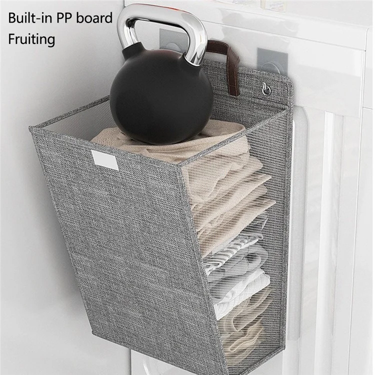 Foldable Laundry Hamper Large Capacity Storage Basket Wall Hanging Multifunctional Organizer For Clothes  /  Toys  /  Bedding - Grey