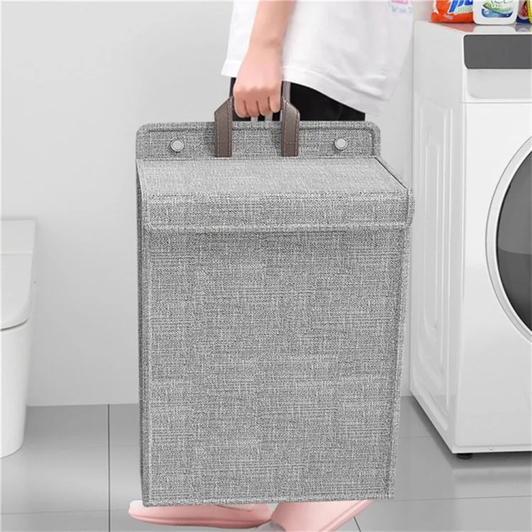 Foldable Laundry Hamper Large Capacity Storage Basket Wall Hanging Multifunctional Organizer For Clothes  /  Toys  /  Bedding - Grey
