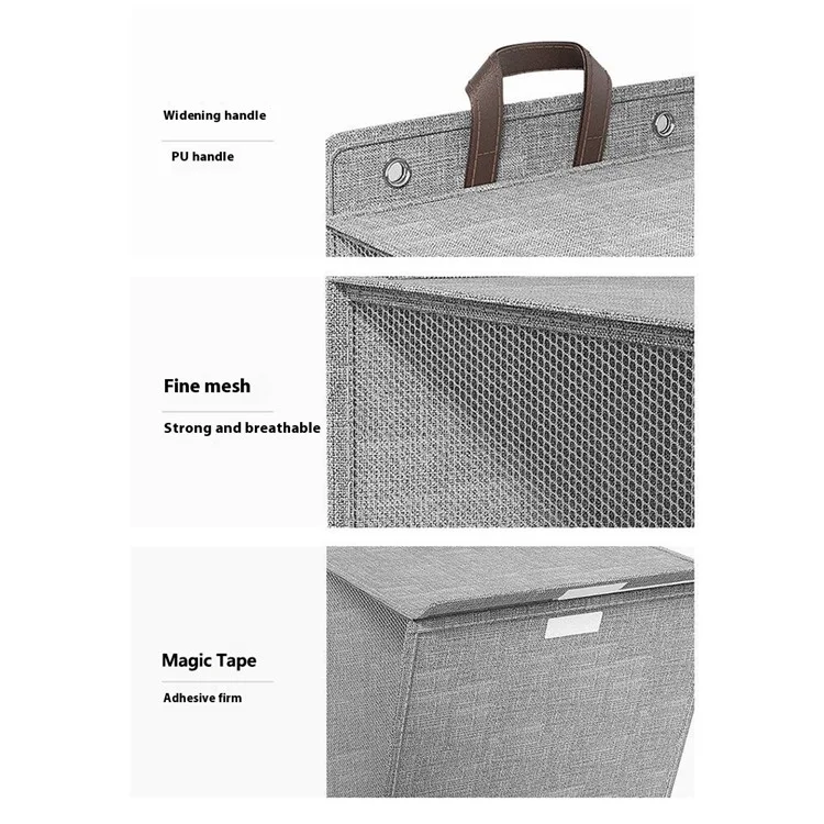 Foldable Laundry Hamper Large Capacity Storage Basket Wall Hanging Multifunctional Organizer For Clothes  /  Toys  /  Bedding - Grey