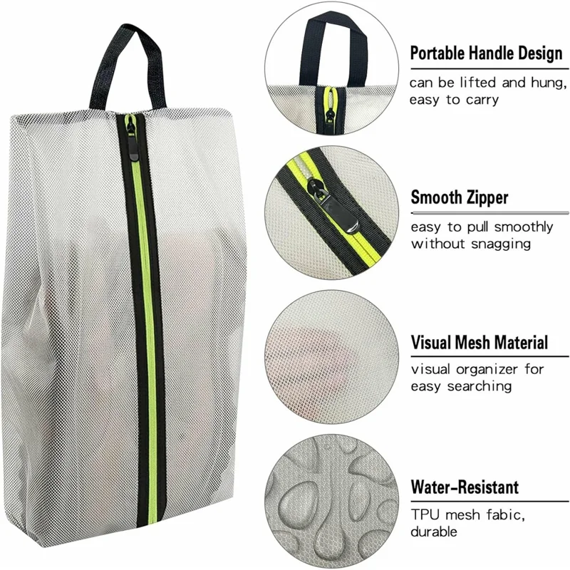 Waterproof TPU Shoe Bag Portable Travel Footwear Organizer Storage Pouch , Extra Large Size - Dark Grey