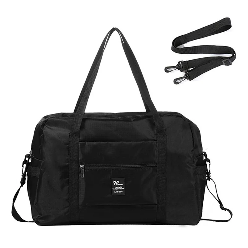 42x17x32cm Thickened Travel Storage Bag Large Capacity Portable Luggage Clothes Organizer with Strap, Size S - Black