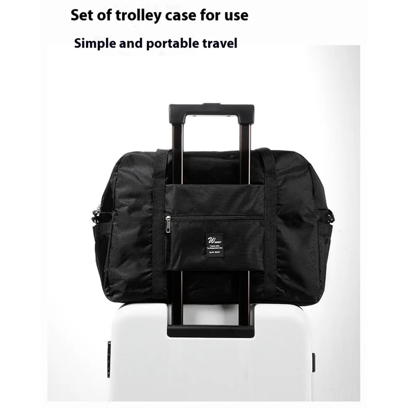 42x17x32cm Thickened Travel Storage Bag Large Capacity Portable Luggage Clothes Organizer with Strap, Size S - Black