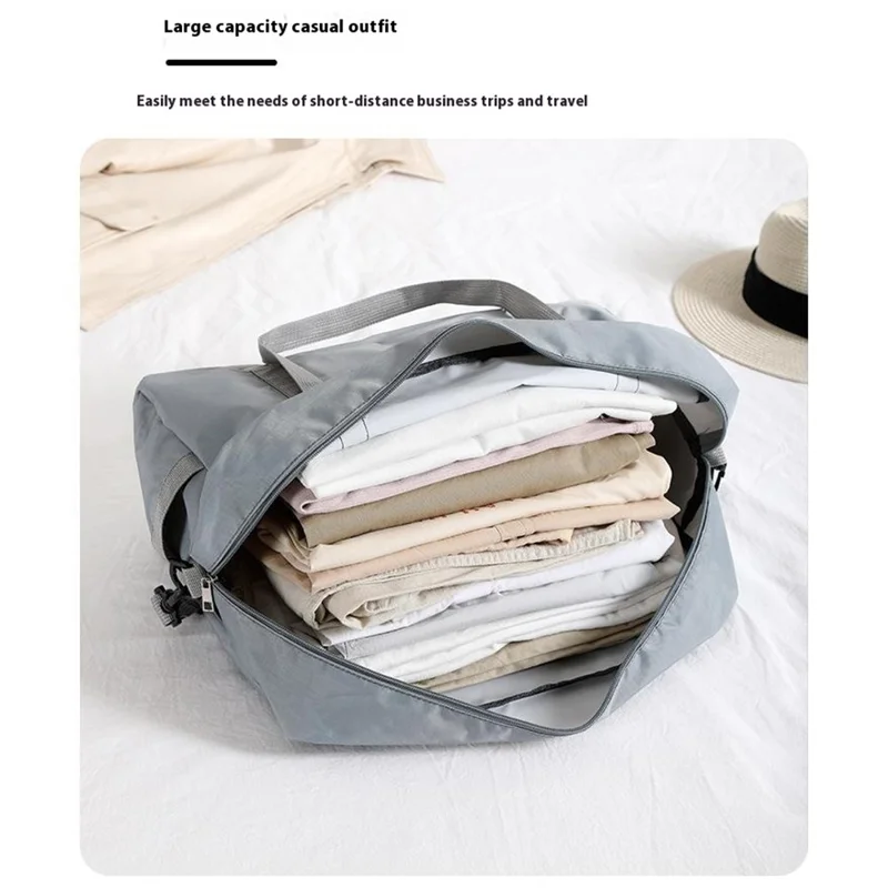 42x17x32cm Thickened Travel Storage Bag Large Capacity Portable Luggage Clothes Organizer with Strap, Size S - Black