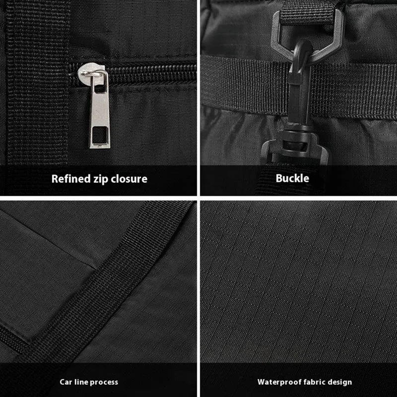 42x17x32cm Thickened Travel Storage Bag Large Capacity Portable Luggage Clothes Organizer with Strap, Size S - Black