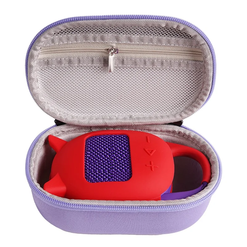 For JBL Clip 5 Bluetooth-compatible Speaker Storage Bag with Silicone Protective Case Set  - Purple + Red