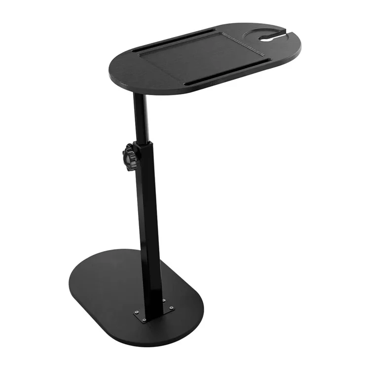 Table d'appoint en forme de C, en bambou, hauteur ajustable, pour salle de bain, table étroite, organisateur pivotant à 360 degrés - Noir