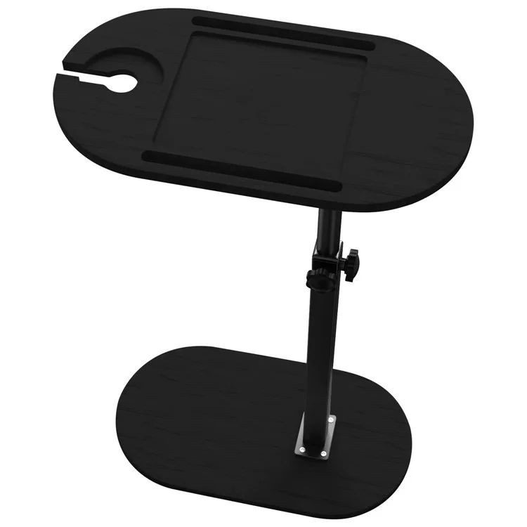 Table d'appoint en forme de C, en bambou, hauteur ajustable, pour salle de bain, table étroite, organisateur pivotant à 360 degrés - Noir