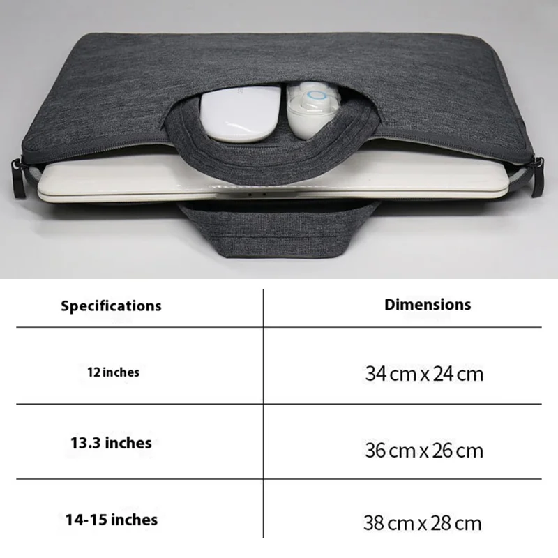 13 Inch Laptop Bag Water-Resistant Oxford Fabric Shockproof Carrying Case Computer Sleeve - Navy Blue