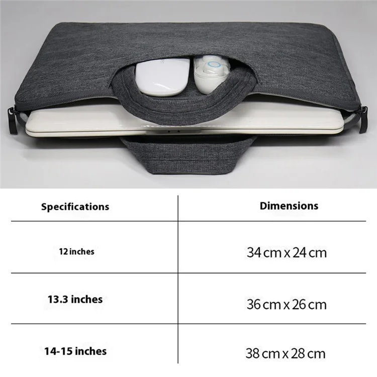 Borsa per laptop da 12 pollici in tessuto Oxford resistente all'acqua, custodia protettiva antiurto per computer - Blu navy