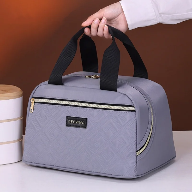 7031 Portable Handheld Bento Thermal Bag Insulation Lunch Bag Tote for Work School - Grey