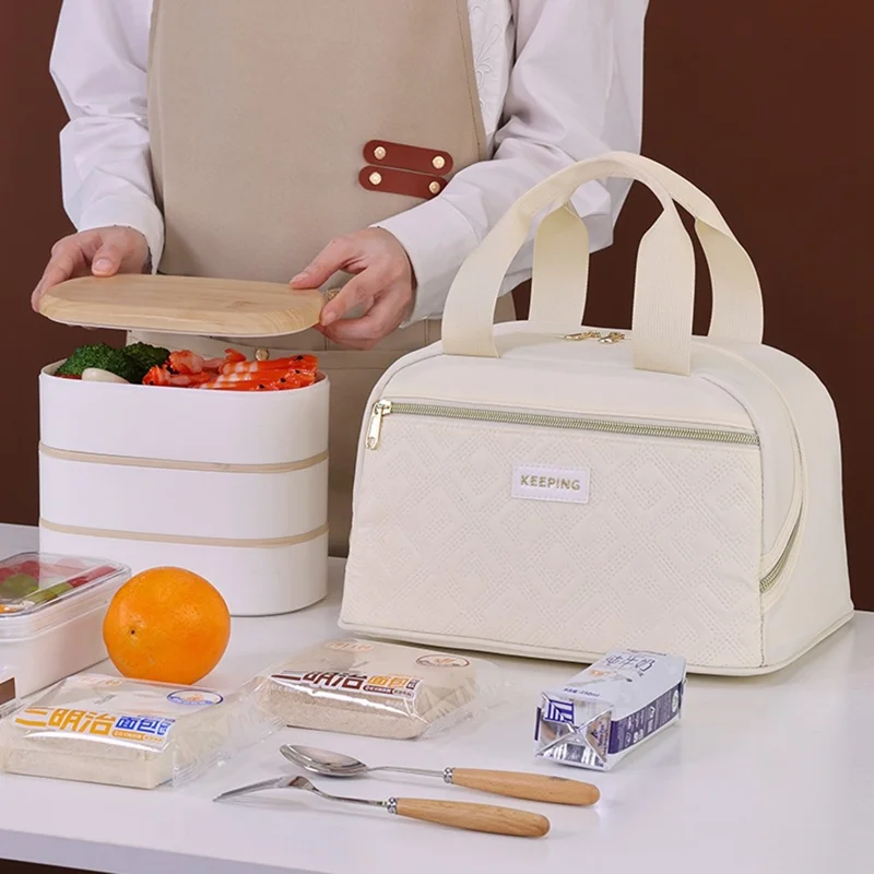 7031 Portable Handheld Bento Thermal Bag Insulation Lunch Bag Tote for Work School - Grey