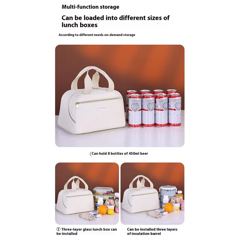 7031 Portable Handheld Bento Thermal Bag Insulation Lunch Bag Tote for Work School - Grey