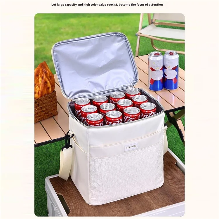 7029 Insulated Lunch Bag Large Capacity Leakproof Thermal Bento Carrier for Outdoor Camping Picnic - Beige
