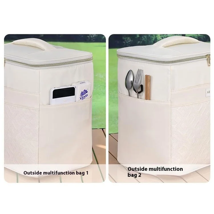 7029 Insulated Lunch Bag Large Capacity Leakproof Thermal Bento Carrier for Outdoor Camping Picnic - Beige