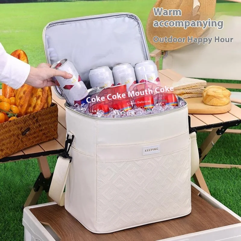 7029 Insulated Lunch Bag Large Capacity Leakproof Thermal Bento Carrier for Outdoor Camping Picnic - Grey