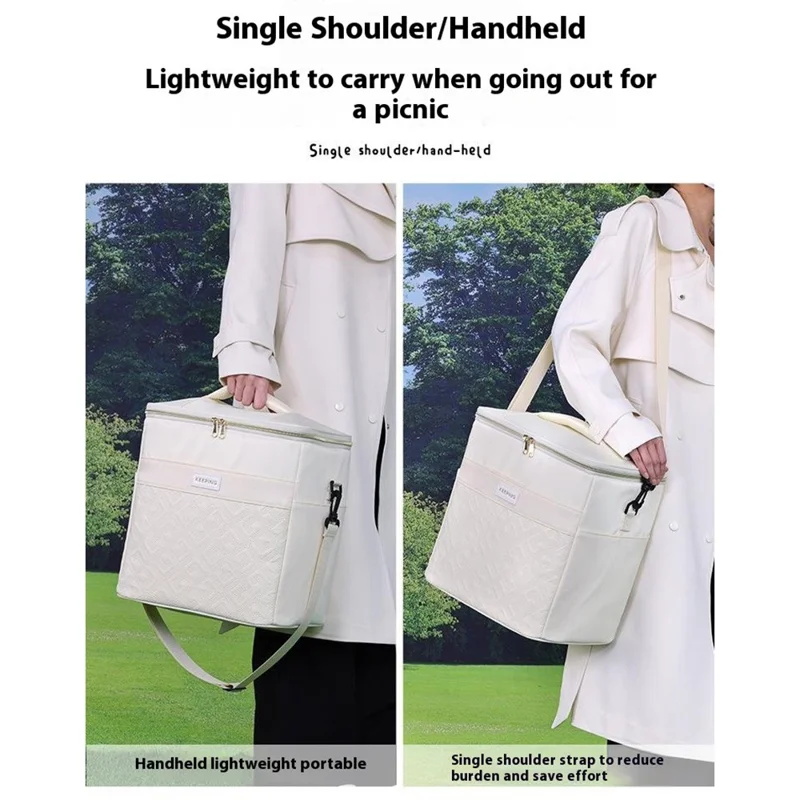 7029 Insulated Lunch Bag Large Capacity Leakproof Thermal Bento Carrier for Outdoor Camping Picnic - Black