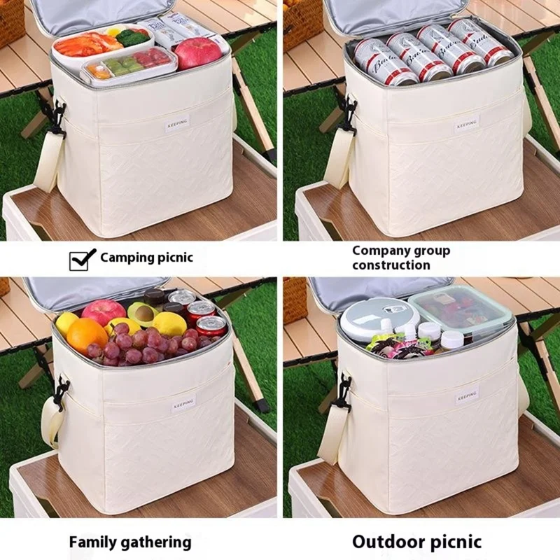 7029 Insulated Lunch Bag Large Capacity Leakproof Thermal Bento Carrier for Outdoor Camping Picnic - Black