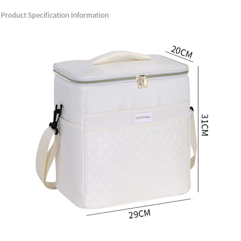 7029 Insulated Lunch Bag Large Capacity Leakproof Thermal Bento Carrier for Outdoor Camping Picnic - Black