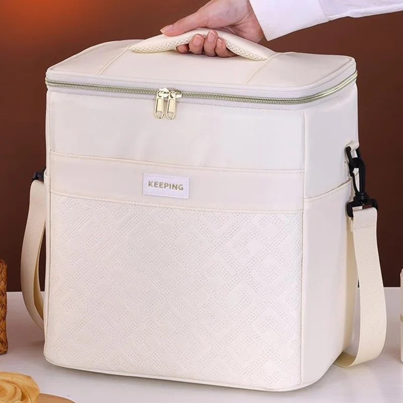 7029 Insulated Lunch Bag Large Capacity Leakproof Thermal Bento Carrier for Outdoor Camping Picnic - Black