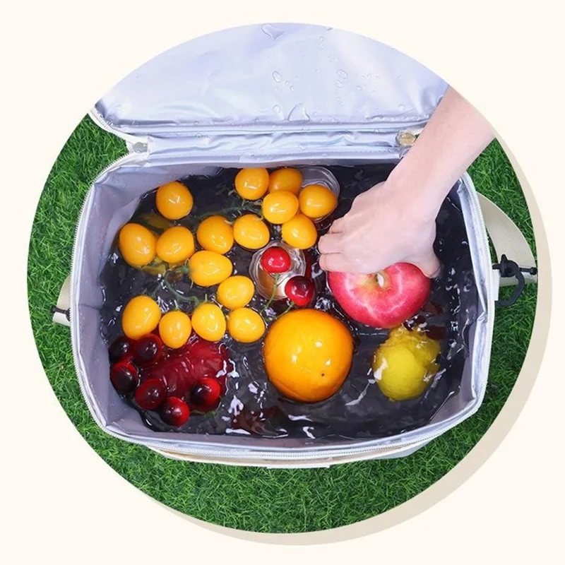 7029 Insulated Lunch Bag Large Capacity Leakproof Thermal Bento Carrier for Outdoor Camping Picnic - Black