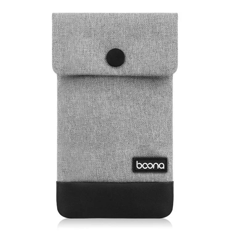 BAONA BN-G002 Snap Button Smartphone Pouch Phone Storage Bag Multi-Purpose Holder Power Bank Cable Purse, Größe: L - Grau