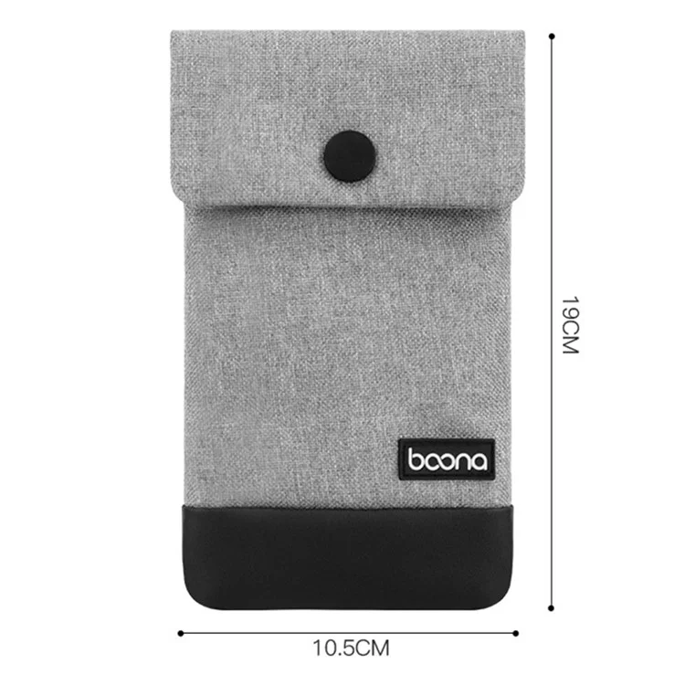 BAONA BN-G002 Snap Button Smartphone Pouch Phone Storage Bag Multi-Purpose Holder Power Bank Cable Purse, Größe: L - Grau
