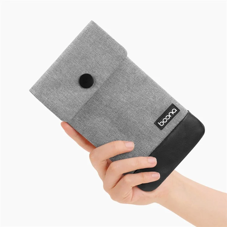 BAONA BN-G002 Snap Button Smartphone Pouch Phone Storage Bag Multi-Purpose Holder Power Bank Cable Purse, Größe: L - Grau