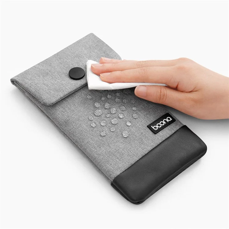 BAONA BN-G002 Snap Button Smartphone Pouch Phone Storage Bag Multi-Purpose Holder Power Bank Cable Purse, Größe: L - Grau