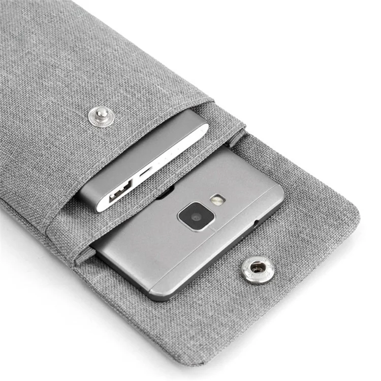 BAONA BN-G002 Snap Button Smartphone Pouch Phone Storage Bag Multi-Purpose Holder Power Bank Cable Purse, Größe: L - Grau