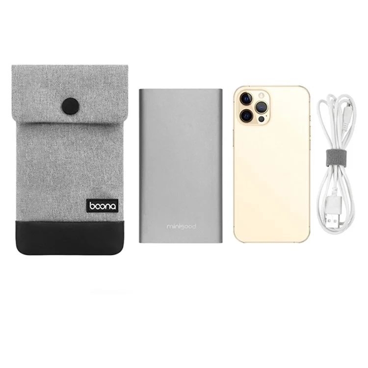 BAONA BN-G002 Snap Button Smartphone Pouch Phone Storage Bag Multi-Purpose Holder Power Bank Cable Purse, Größe: L - Grau