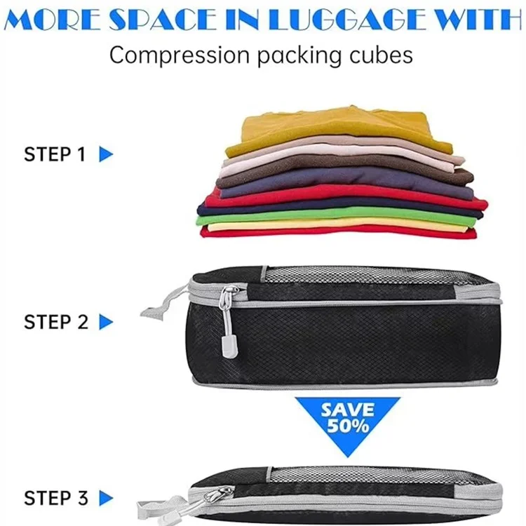 5Pcs / Set Luggage Organizer Bags Oxford Cloth Travel Packing Expandable Clothes Storage Bags - Baby Blue