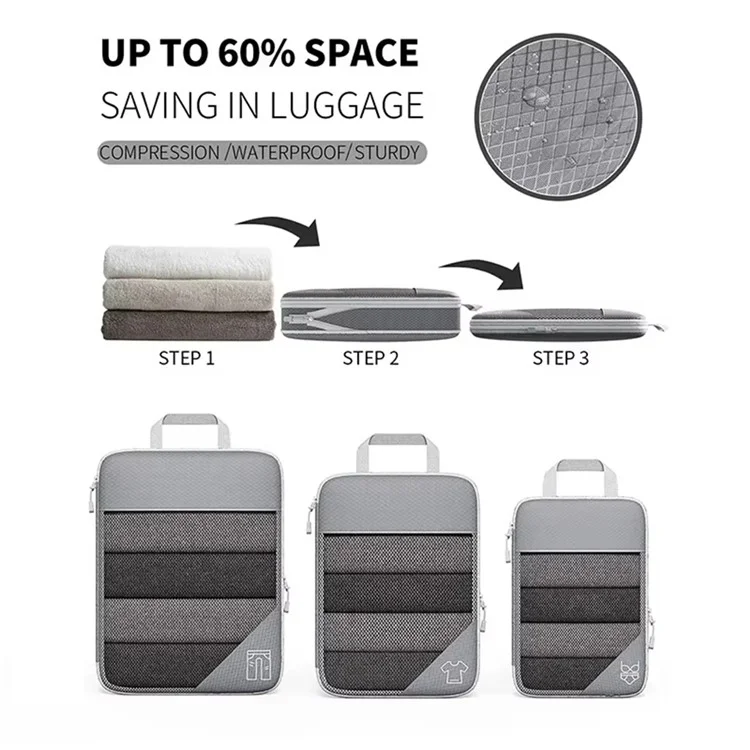 5Pcs / Set Luggage Organizer Bags Oxford Cloth Travel Packing Expandable Clothes Storage Bags - Baby Blue