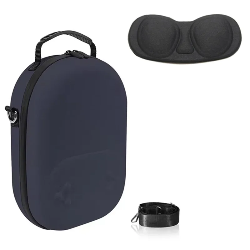For Meta Quest 3S Storage Bag VR Headset Carrying Case with Lenses Protector Hard Shell EVA Leather Bag Shock Resistant - Dark Blue