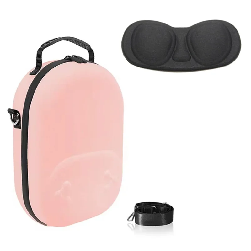 For Meta Quest 3S Storage Bag VR Headset Carrying Case with Lenses Protector Hard Shell EVA Leather Bag Shock Resistant - Pink