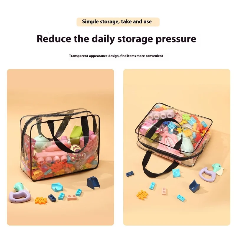 Waterproof Storage Bag Transparent PVC Tote Pouch for Building Blocks Beach Toys Toiletries