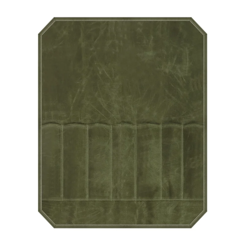 Portable 7 Slots Knives Holder Protector Pouch Waxed Canvas Chef Knife Organizer Roll Bag - Army Green