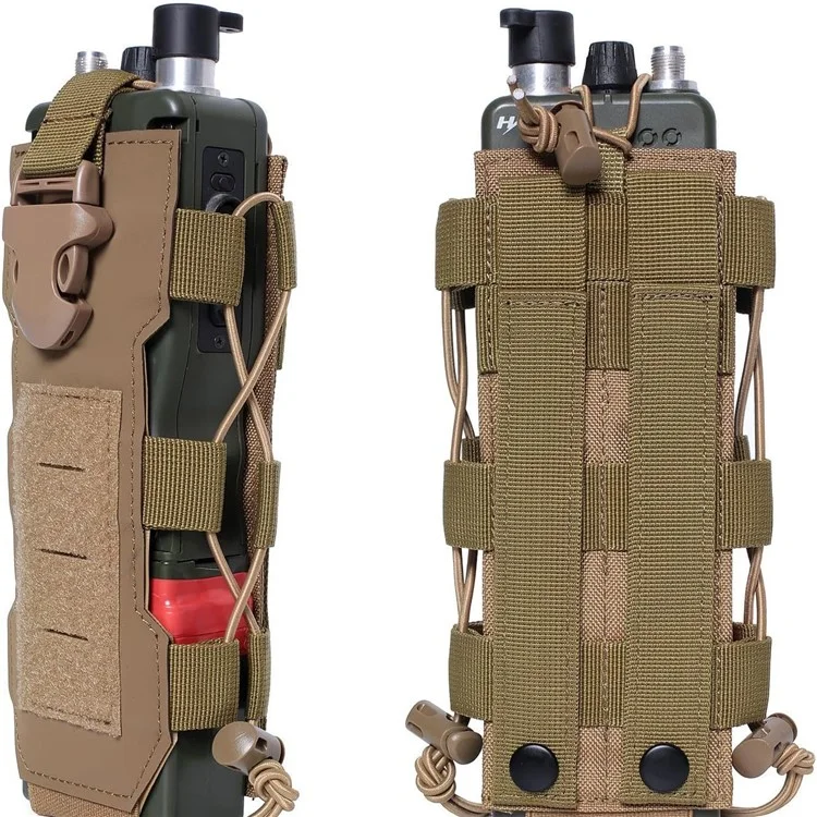 Molle Adjustable Water Bottle Holder Waterproof Nylon Tactical Bottle Pouch for Backpack Belt - Khaki