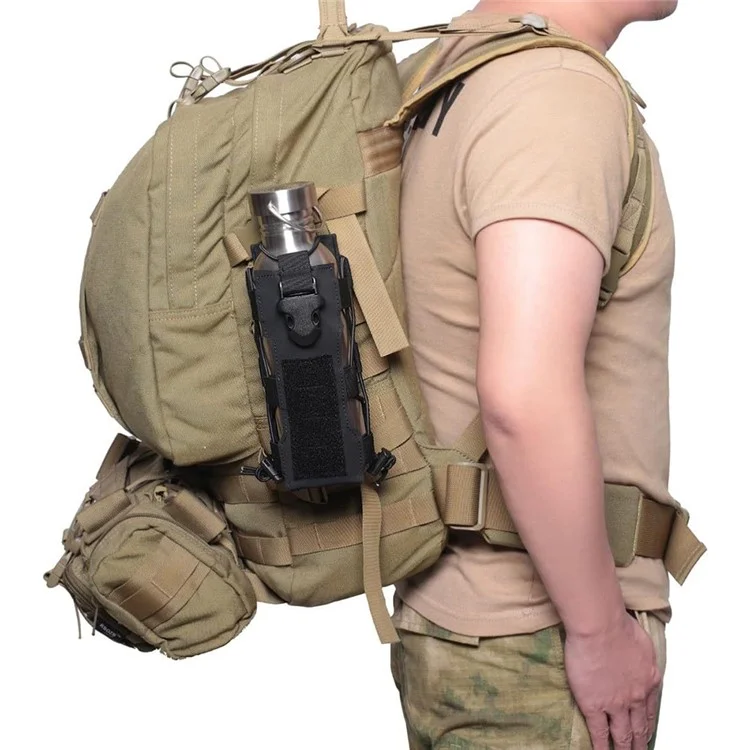 Molle Adjustable Water Bottle Holder Waterproof Nylon Tactical Bottle Pouch for Backpack Belt - Khaki