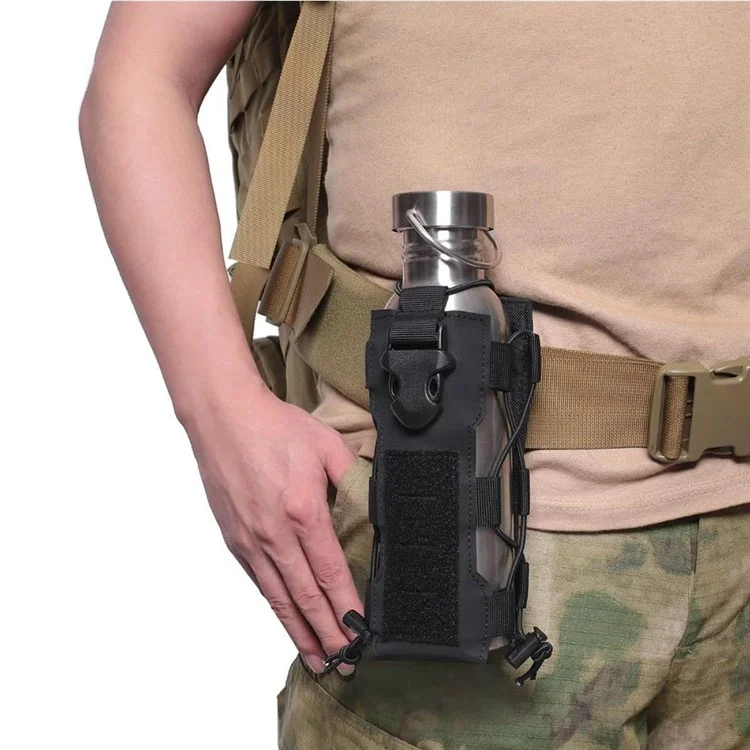 Molle Adjustable Water Bottle Holder Waterproof Nylon Tactical Bottle Pouch for Backpack Belt - Khaki