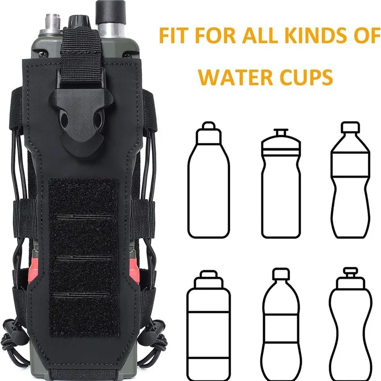 Molle Adjustable Water Bottle Holder Waterproof Nylon Tactical Bottle Pouch for Backpack Belt - Khaki