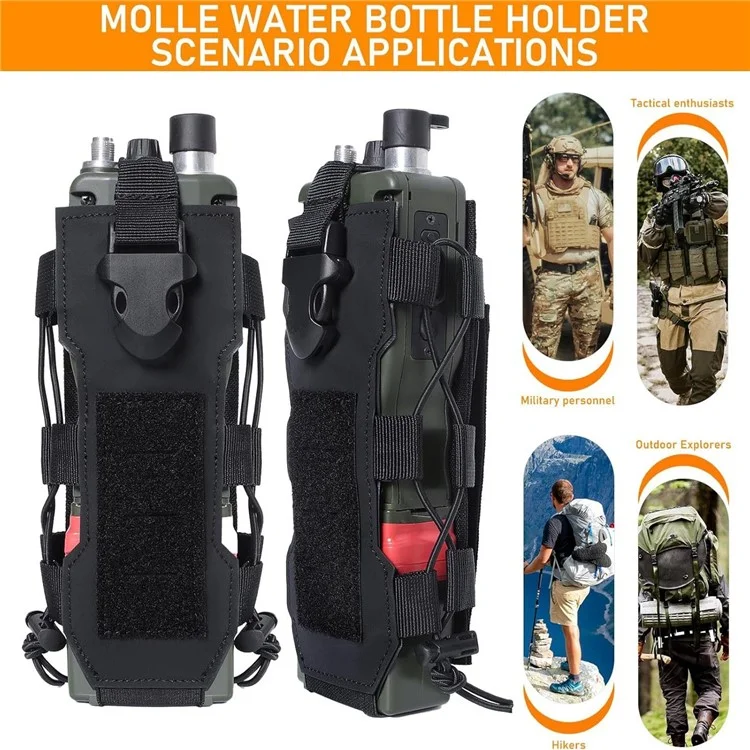 Molle Adjustable Water Bottle Holder Waterproof Nylon Tactical Bottle Pouch for Backpack Belt - Khaki