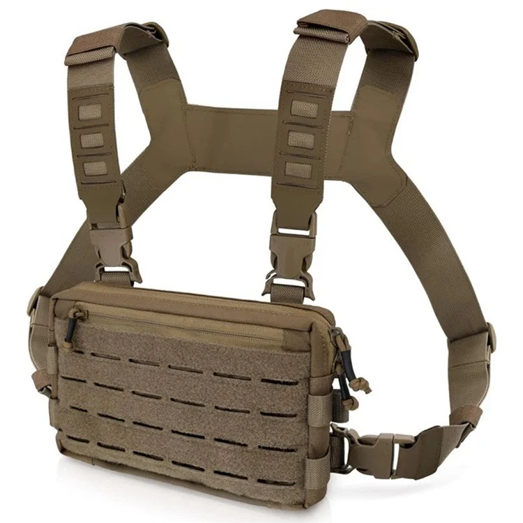 Multifunction Tactical Vest Chest Bag Oxford Fabric Outdoor Hunting Molle Survival Bag - Brown