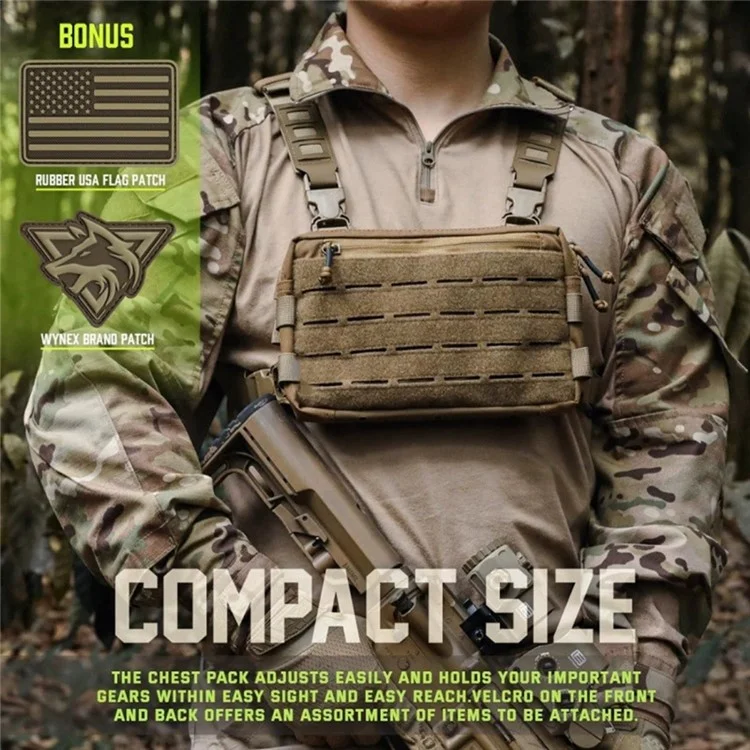 Multifunction Tactical Vest Chest Bag Oxford Fabric Outdoor Hunting Molle Survival Bag - Brown