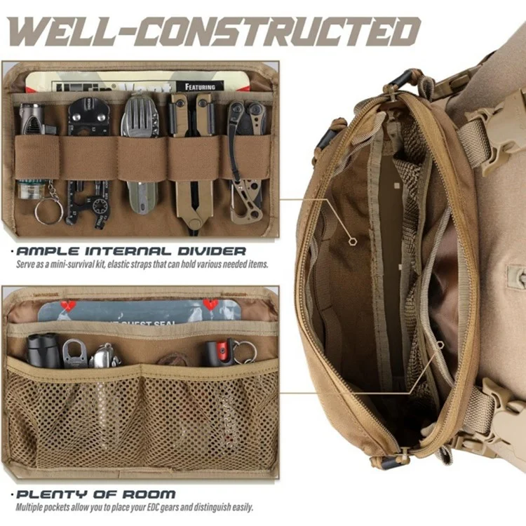 Multifunction Tactical Vest Chest Bag Oxford Fabric Outdoor Hunting Molle Survival Bag - Brown