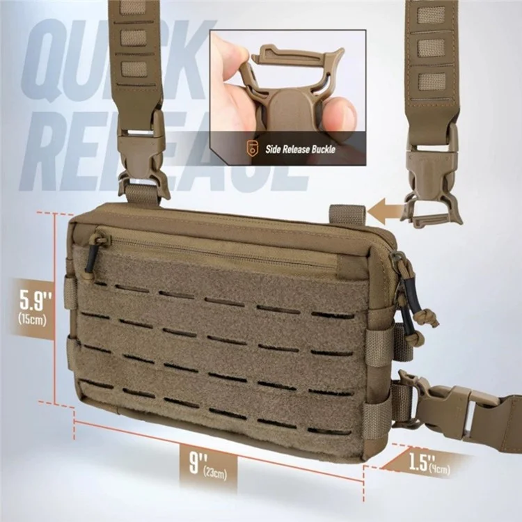Multifunction Tactical Vest Chest Bag Oxford Fabric Outdoor Hunting Molle Survival Bag - Brown