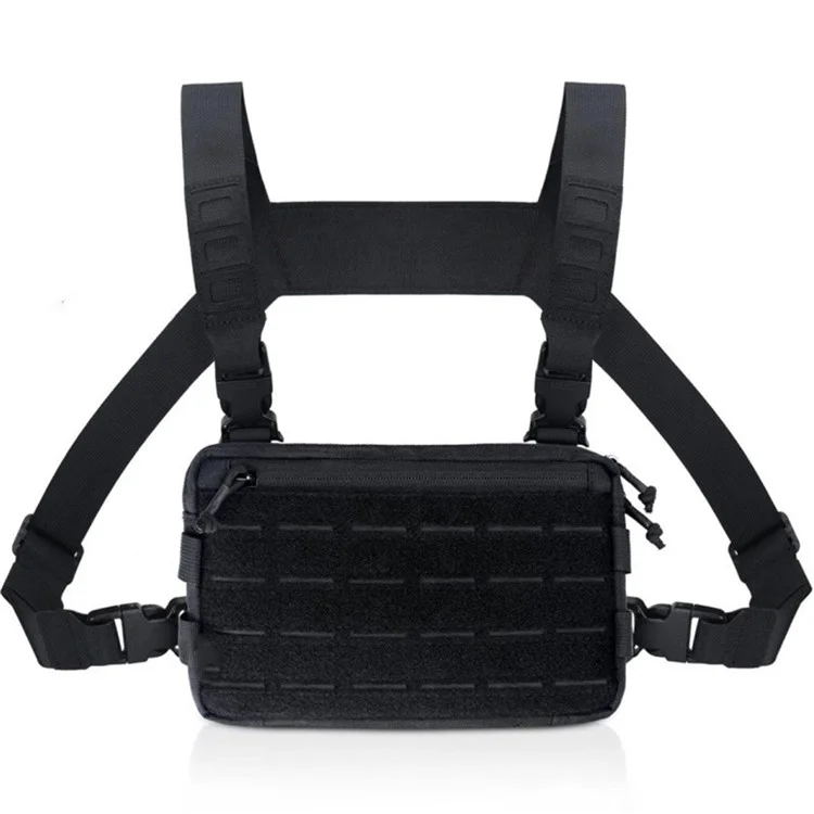Multifunction Tactical Vest Chest Bag Oxford Fabric Outdoor Hunting Molle Survival Bag - Black
