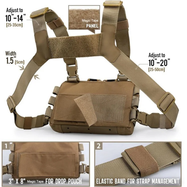 Multifunction Tactical Vest Chest Bag Oxford Fabric Outdoor Hunting Molle Survival Bag - Black