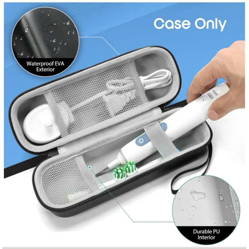 Electric Toothbrush Travel Case PU Leather + EVA Portable Carrying Bag Waterproof Storage Organizer